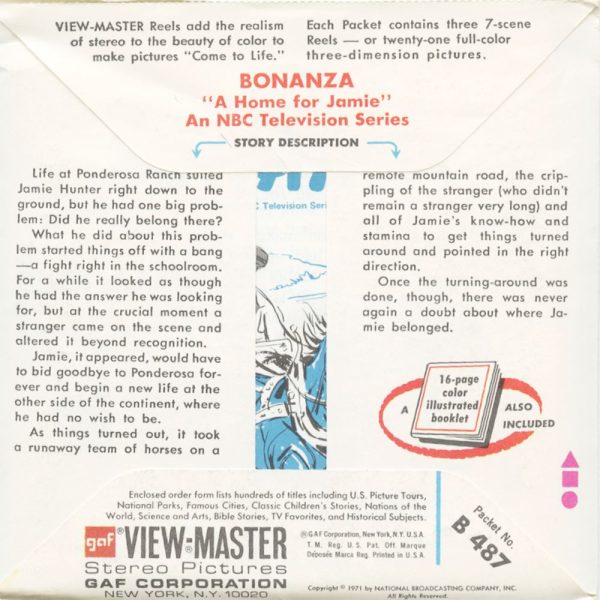 Bonanza - View-Master 3 Reel Packet - vintage - B487-G3A Fashion