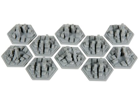 Broken Token - 3D Space Colony City Hex Tiles (10) Online Sale